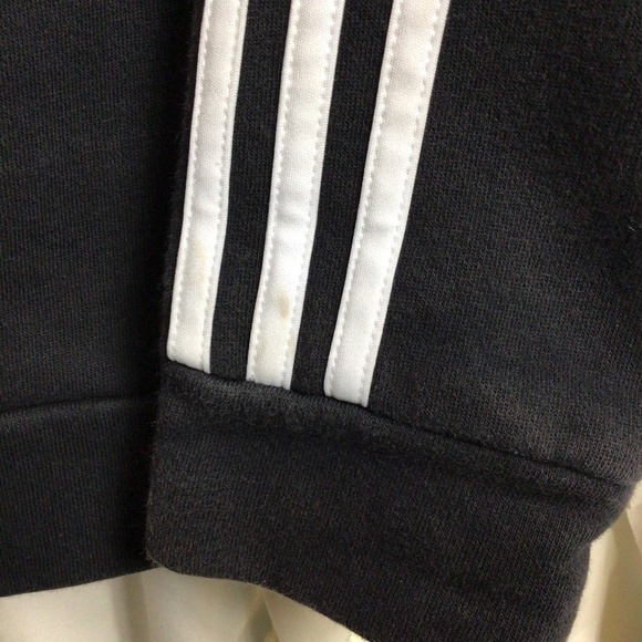 Adidas 3-STRIPES LINEAR LOGO PULLOVER HOODIE Sweatshirt Black White Small - Picture 6 of 7